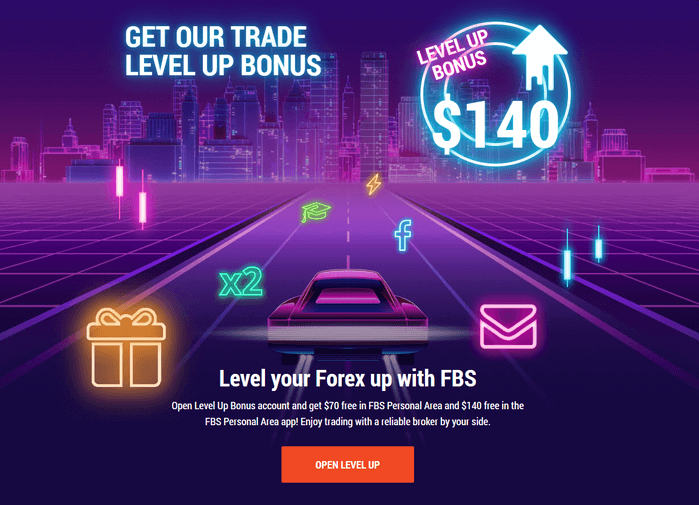 بونوس رایگان 70 یا 140 دلاری Level-up از FBS