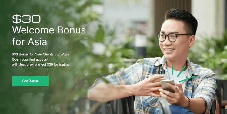30 دلار بونوس خوش آمدگویی JustForex برای کشورهای آسیایی
